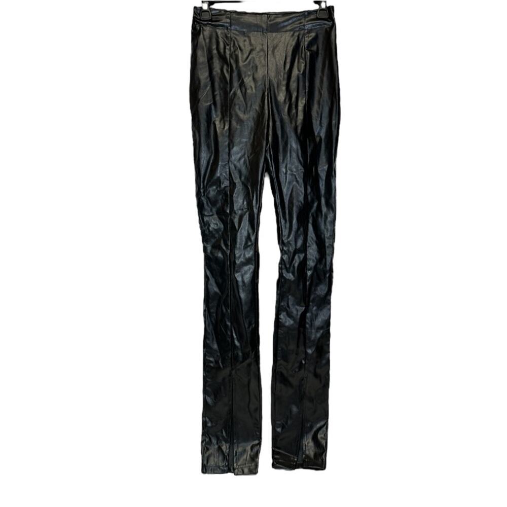 SBetro Suzanne Betro Faux Leather Front Slit Skinny Pants Size S